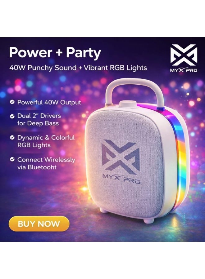 MYX Pro Nova 40W Bluetooth Party Speaker with RGB Lights & Bass - Image 2