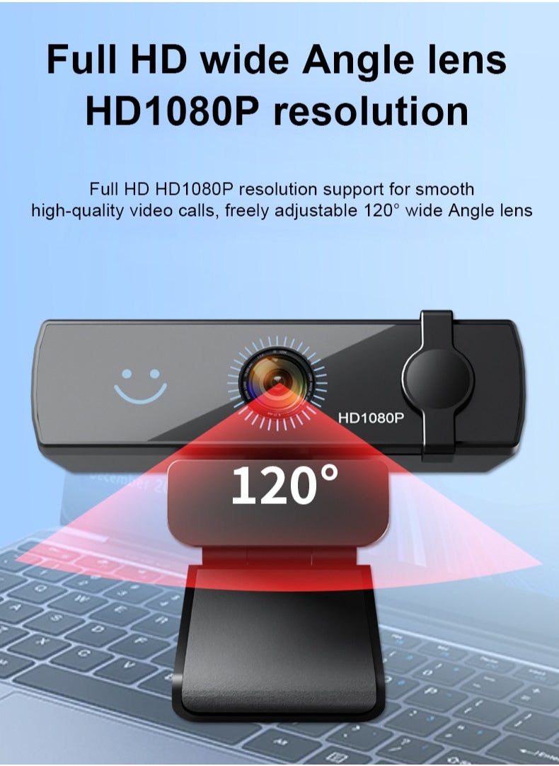 Generic - 1080P Webcam with Windows Hello, Plug&Play HD USB Web Cam, AF Autofocus, True Privacy, Automatic Electronic Shutter, Computer Camera, Microphone, Facial Enhancement, Compatible with Windows 11 / Windows 10 - Image 1