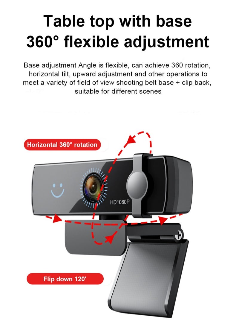 Generic - 1080P Webcam with Windows Hello, Plug&Play HD USB Web Cam, AF Autofocus, True Privacy, Automatic Electronic Shutter, Computer Camera, Microphone, Facial Enhancement, Compatible with Windows 11 / Windows 10 - Image 1