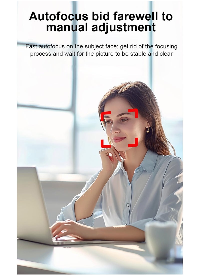 Generic - 1080P Webcam with Windows Hello, Plug&Play HD USB Web Cam, AF Autofocus, True Privacy, Automatic Electronic Shutter, Computer Camera, Microphone, Facial Enhancement, Compatible with Windows 11 / Windows 10 - Image 1