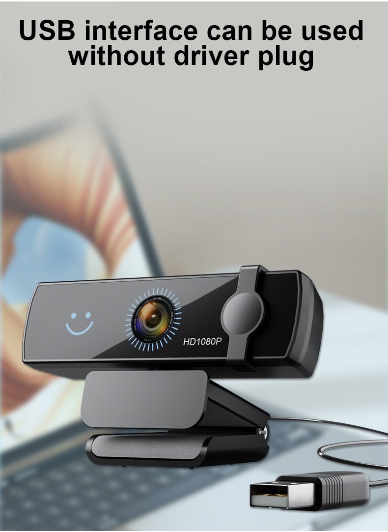 Generic - 1080P Webcam with Windows Hello, Plug&Play HD USB Web Cam, AF Autofocus, True Privacy, Automatic Electronic Shutter, Computer Camera, Microphone, Facial Enhancement, Compatible with Windows 11 / Windows 10 - Image 1