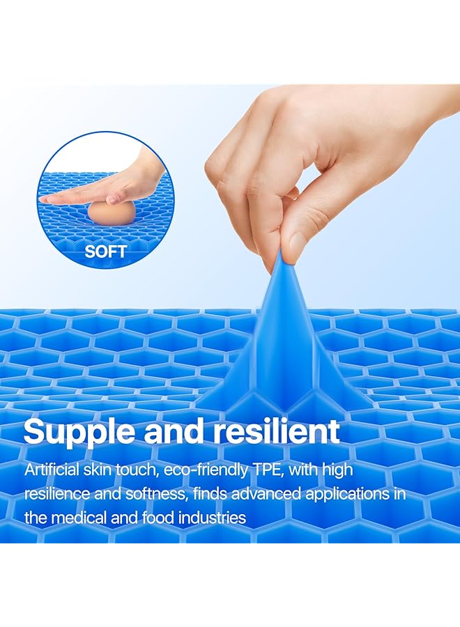 erorex Gel Seat Cushion Cooling Seat Cushion Thick Big Breathable Honeycomb Design Absorbs Pressure Points Seat Cushion With Non Slip Cover Gel Cushion For Office Chair Home Car Seat Cushion For Wheelchair - Image 5