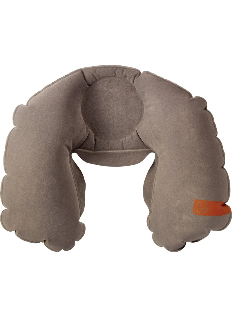 جو ترافيل وسادة الرقبة الهوائية للسفر GO Classic Pillow Travel Snoozer GO447.101 باللون الرمادي، بتصميم خلفي مسطح