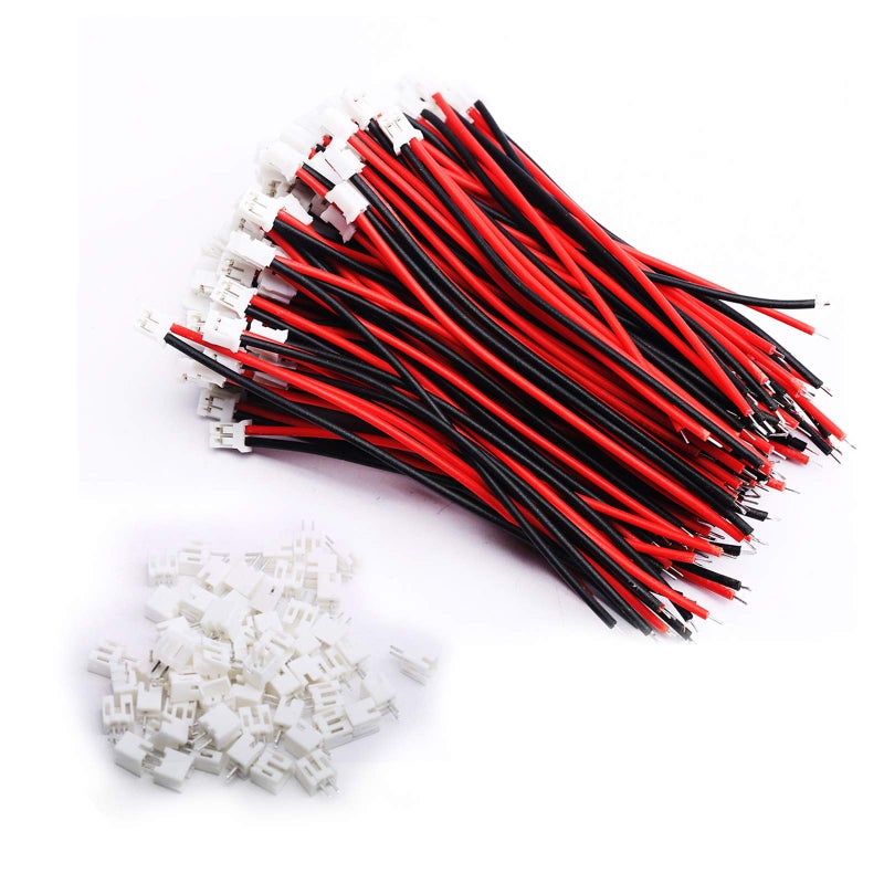 DEVMO 100 Sets Mini Micro JST 20 PH 2Pin Connector Plug with Wires Cables 120MM
