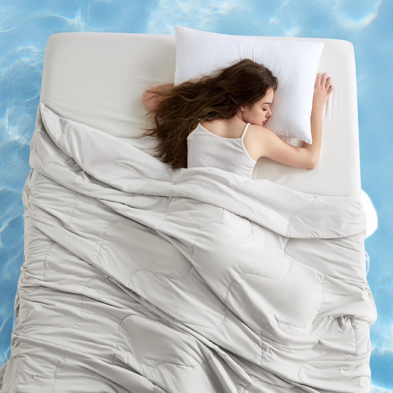 Bedsure Cooling Blankets for Hot Sleepers - Cooling Comforter, Cold Summer Blanket King Size for Bed, Ice Breathable and Lightweight Gift for Night Sweats, Grey, 104x90 Inches - Image 1
