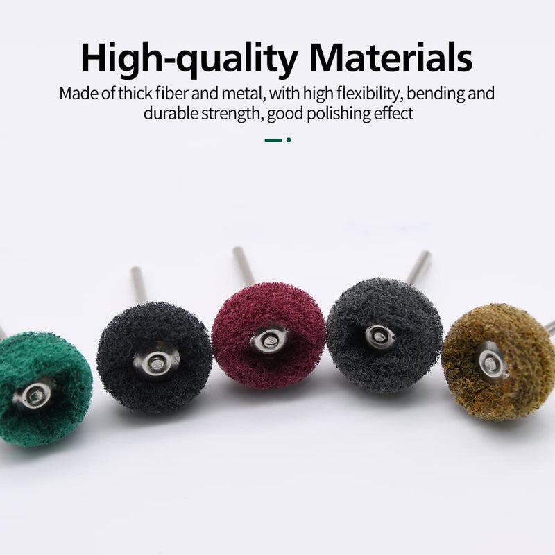 Mdvora 100pcs Abrasive Wheel, 1" Buffing Polishing Wheels, Metal Polishing Compound for Rotary Tools-1/8(3mm) Shank, 120 Grit, 180 Grit, 320 Grit, 400 Grit, 600 Grit - Image 4