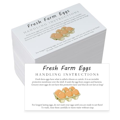 SCORYULE 300 PCS Fresh Farm Eggs Handling Instructions Cards, 2x3.5" Cards for Carton, Basket, Farm, Supermarket - Image 1