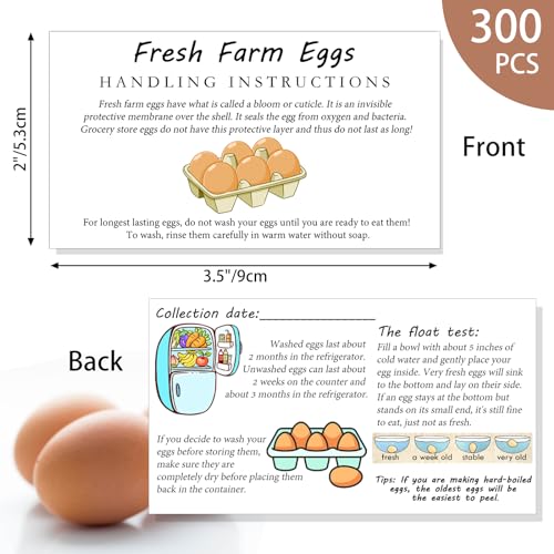 SCORYULE 300 PCS Fresh Farm Eggs Handling Instructions Cards, 2x3.5" Cards for Carton, Basket, Farm, Supermarket - Image 2