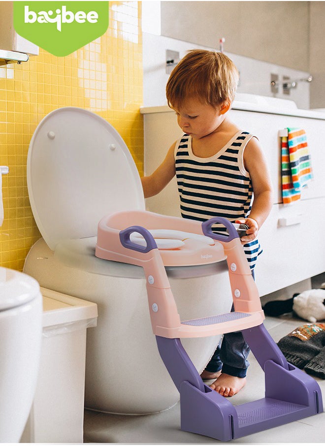BAYBEE 3 In 1 Vega Western Toilet Training Potty Seat With Splash Guard, Handle, Ladder And Cushion, Rose Pink  - Image 2