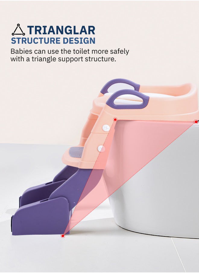 BAYBEE 3 In 1 Vega Western Toilet Training Potty Seat With Splash Guard, Handle, Ladder And Cushion, Rose Pink  - Image 3