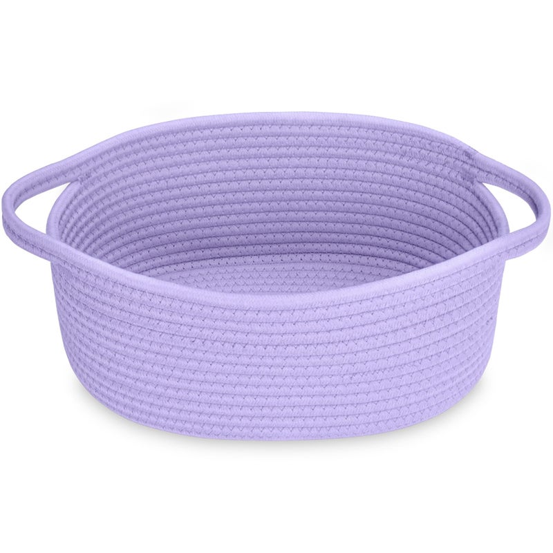 ABenkle Small Basket with Handles Decorative Durable Rope Woven Storage Bin Shelf Storage Organizer Cube Easter Baby Gift Basket 12x8x5