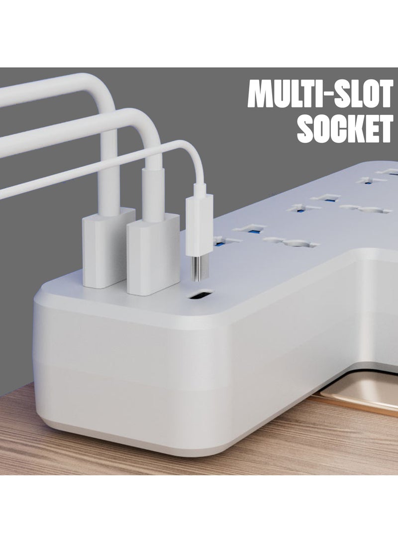 جي كيه مقبس تمديد متعدد المقابس بثلاثة منافذ مع شاحن سريع من النوع C و3 منافذ USB وشاحن حائط ومحطة شحن للمطبخ والمنزل والمكتب والملحقات - Image 2
