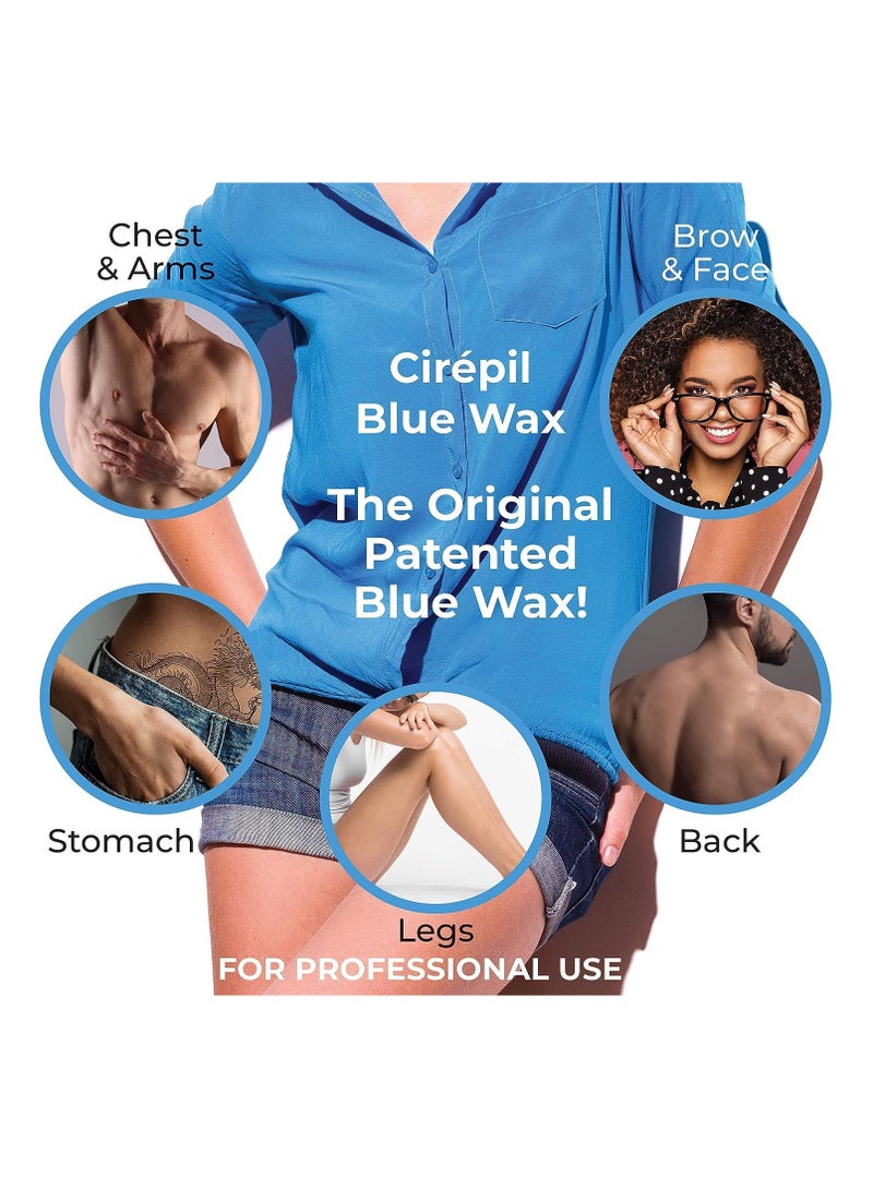 Cirepil - Blue - 400g / 14.11 oz Hard Wax Beads Bag - Face & Body Wax, Unscented & No Strip Needed - Perfect for Sensitive Skin & Brazilian Waxing - Fluid Gel Texture, Easy Hair-Removal - Image 1
