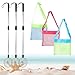 Hlimior 6Pcs Beach Sand Sifter Adjustable Shark Teeth Sifter Shell Shovel Rock Scooper with Shell Collecting Bag Beach Scoop Shovel and Sifter Tool for Picking Up Shells Beachcombing Rock Hunting - Image 2