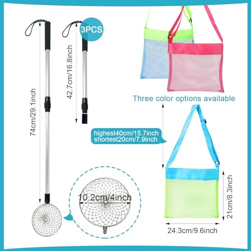 Hlimior 6Pcs Beach Sand Sifter Adjustable Shark Teeth Sifter Shell Shovel Rock Scooper with Shell Collecting Bag Beach Scoop Shovel and Sifter Tool for Picking Up Shells Beachcombing Rock Hunting - Image 5