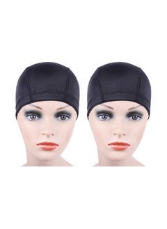yantaisiyu YANTAISIYU 2 Pcs/Lot Black Dome Cap Wig Caps Stretchy Wig Cap with Wide Elastic Band for Making Wig (Dome Cap L)  - Image 1
