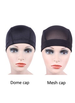 yantaisiyu YANTAISIYU 2 Pcs/Lot Black Dome Cap Wig Caps Stretchy Wig Cap with Wide Elastic Band for Making Wig (Dome Cap L)  - Image 2