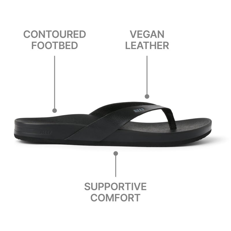 REEF Cushion Court Womens Flip Flop, Molded Cushion Footbed, Arch Support, Black, 7.5 - Image 5