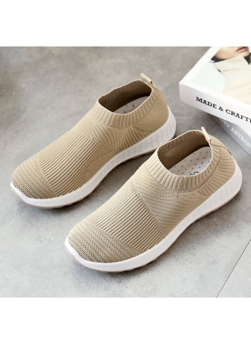 Generic Breathable Knit Slip-on Sneakers Women Anti-slip 0268 white  - Image 2