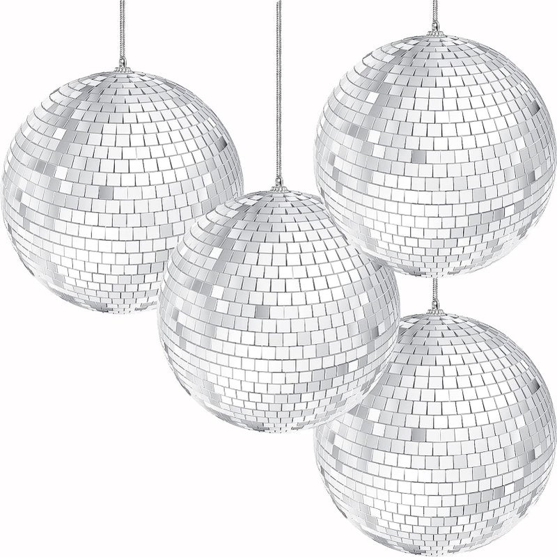 Morofme Disco Ball 10cm 4pcs Christmas Tree Wedding Birthday Party Decoration Light Effect