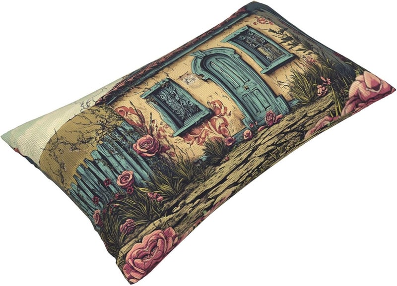Unique and Stylish Pillow Cases - with Full-Sided Double-Sided Print, Perfect for Home Decor and Gifting Colored Abandoned House Pattern 12"x20" - Image 3