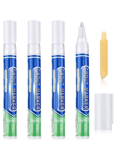 Grout Pen White Tile Paint Marker Waterproof Tile Grout Colorant and Sealer Pen 4 Pieces