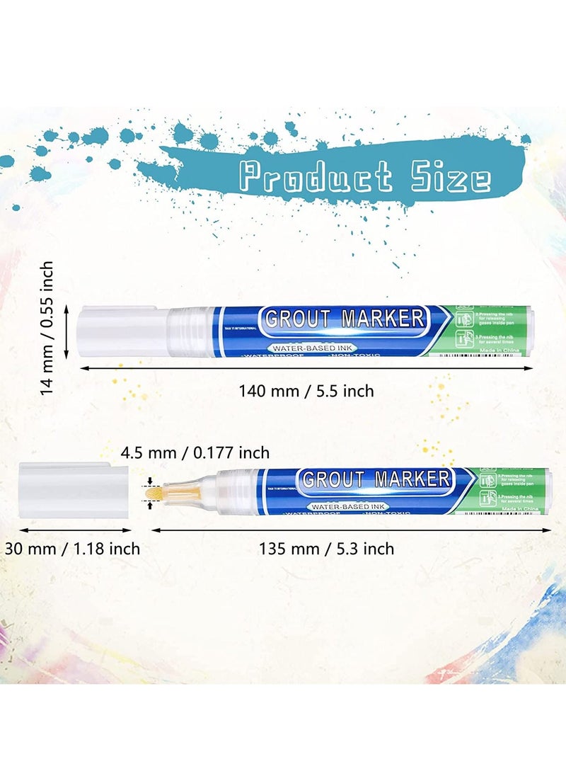 Grout Pen White Tile Paint Marker Waterproof Tile Grout Colorant and Sealer Pen 4 Pieces