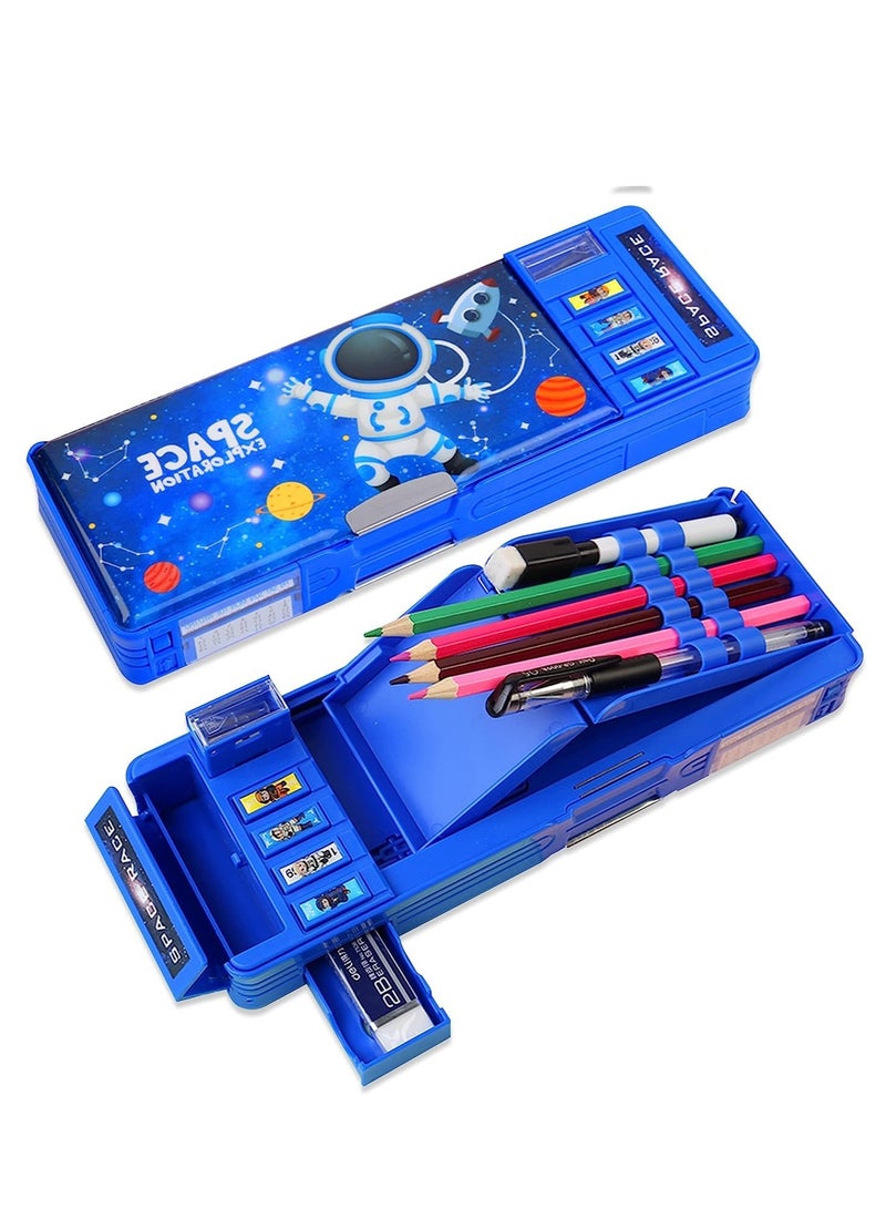 Pop Up Multifunction Pencil Case for Boy Cartoon Pen Box Organizer Stationery with Password Lock Sharpener Schedule Whiteboard School Supplies - Image 1