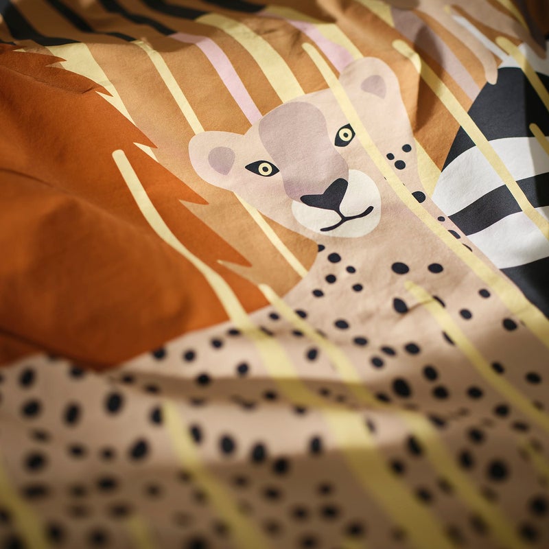 Baitique Kids Duvet Cover and Pillowcase Set, Yellow Savannah Animals, 150x200/50x80 cm - Image 5