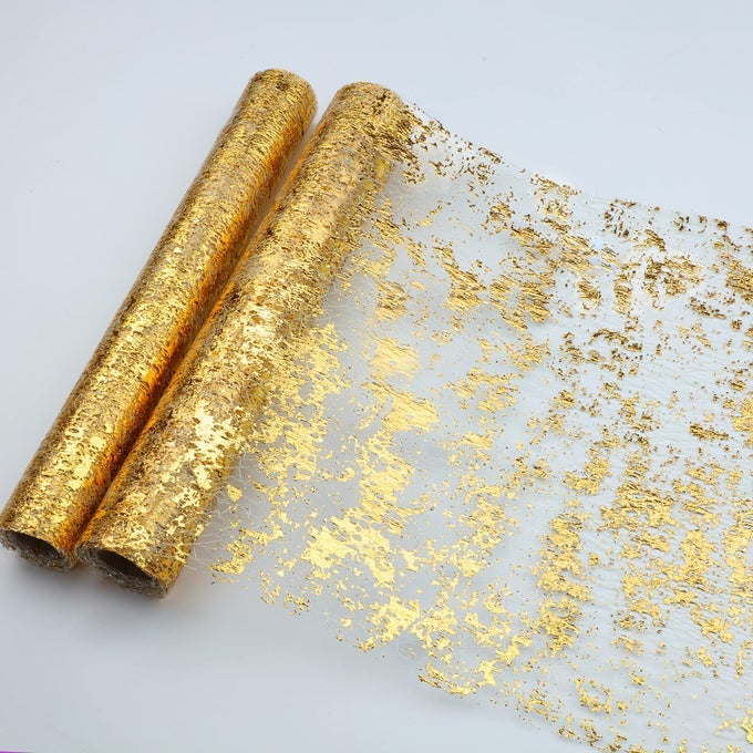 2 PIECES GOLD TABLE RUNNER SEQUIN GLITTER FOIL METALLIC THIN MESH RUNNER ROLL 11X108 GOLD TABLE DECORATIONS FOR EVENT PARTY WEDDING BIRTHDAY PARTY CHRISTMAS