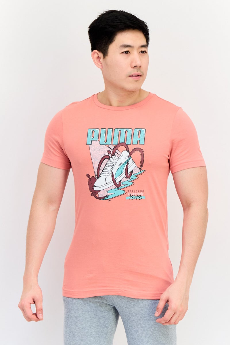 PUMA Men Sportswear Fit Short Sleeve Outdoor T-Shirt, Peach - Image 1