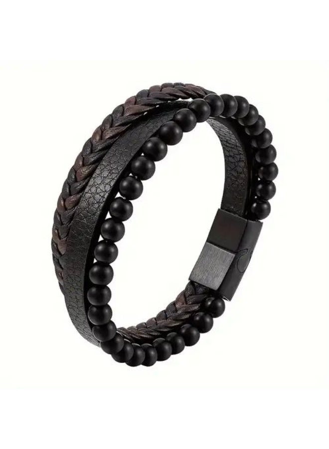 osir Premium Men’s Genuine Leather Bracelet with a Modern, Bold Design - Image 1