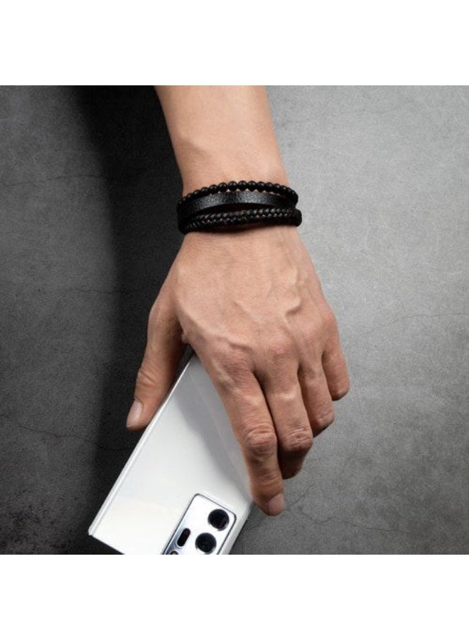 osir Premium Men’s Genuine Leather Bracelet with a Modern, Bold Design - Image 2