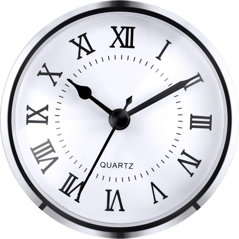 Hicarer 312 Inch 90 mm Quartz Clock FitupInsert with Roman Numeral Quartz Movement Silver Trim 