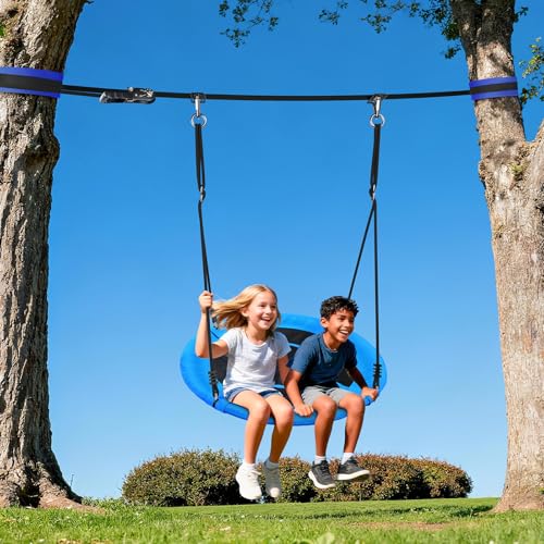 Hapfan Slackline Swing Sets for Backyard 40 Saucer Swing Set Between Trees Outdoor Play Equipment for Kids and Adults Backyard - Image 1