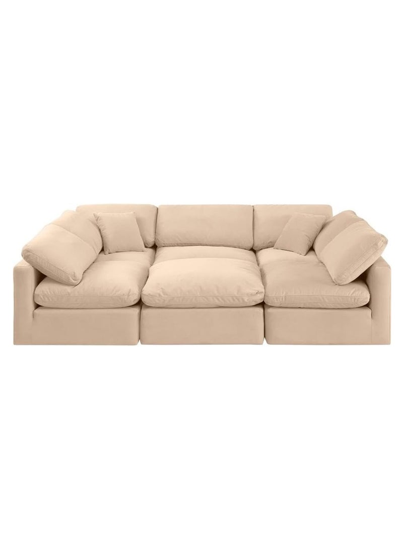 Karnak Nora Plush Collection - Contemporary With Decron Seat Filling Modular Sectional Sofa (6 Seaters) Color Beige - Image 1