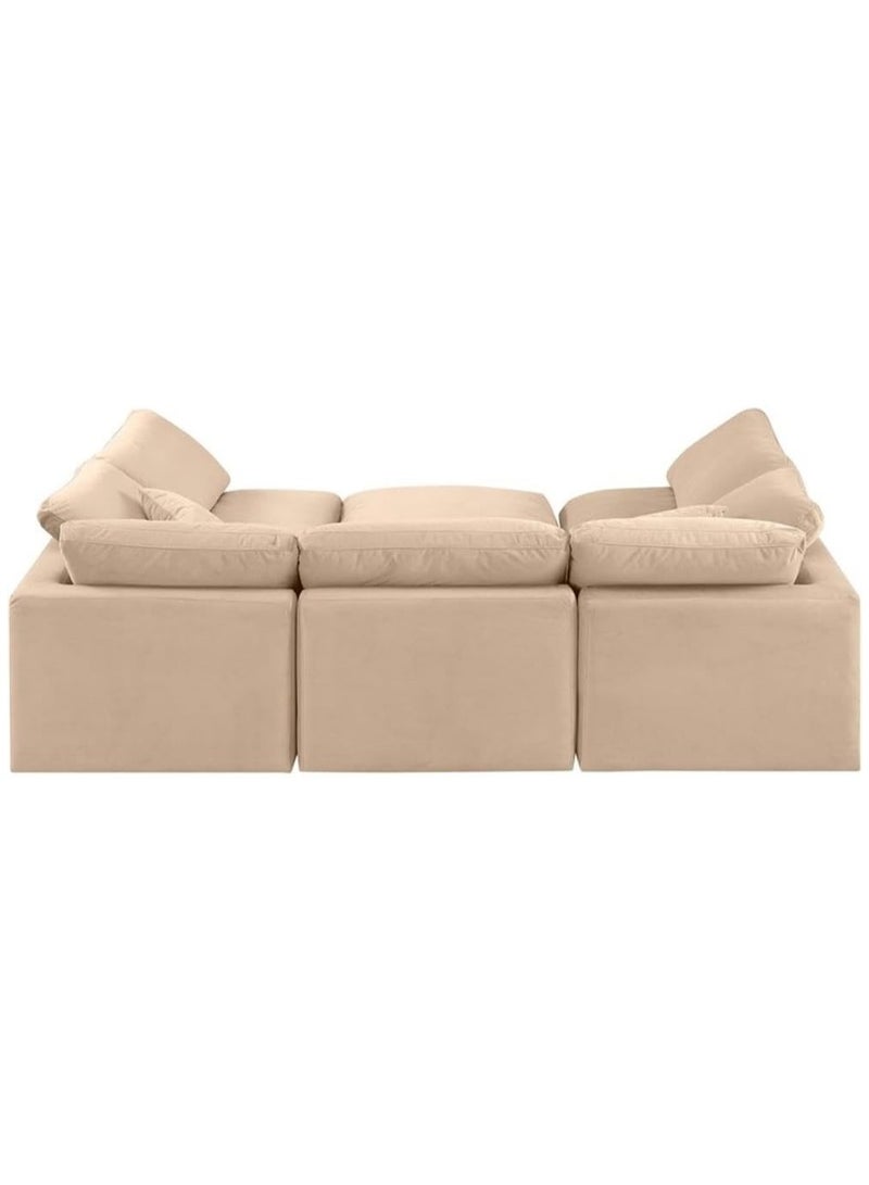 Karnak Nora Plush Collection - Contemporary With Decron Seat Filling Modular Sectional Sofa (6 Seaters) Color Beige - Image 4