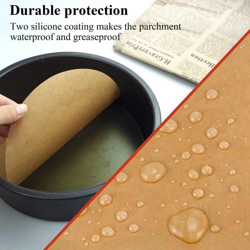 DISSKNIC 9 Inch Parchment Paper Rounds, 100PCS Unbleached Round Parchment Paper 9 inch for Baking, Precut Parchment Rounds for Round Cake Pans 9 inch,Round Baking Sheets,Springform Pan,Bamboo Steamer - Image 3
