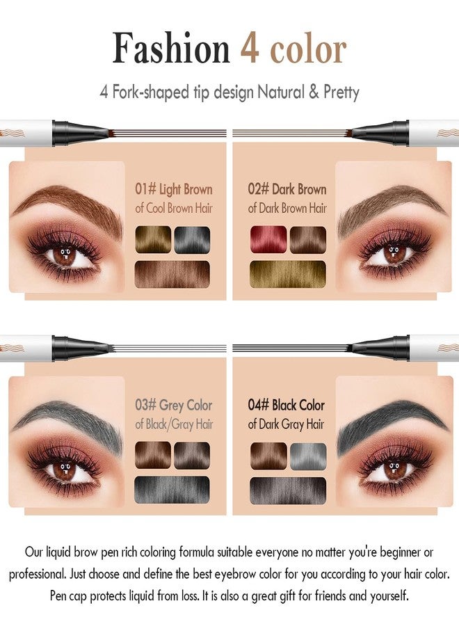 Aaiffey Eyebrow Pencil,Light Brown 4 Point Microblading Eyebrow Pen,Smudge-Proof Liquid Eyebrow Pencil with Micro-Fork Tip Long Lasting Brow Pen To Create Exquisite and Natural Eyebrows By Aaiffey(04#) - Image 2