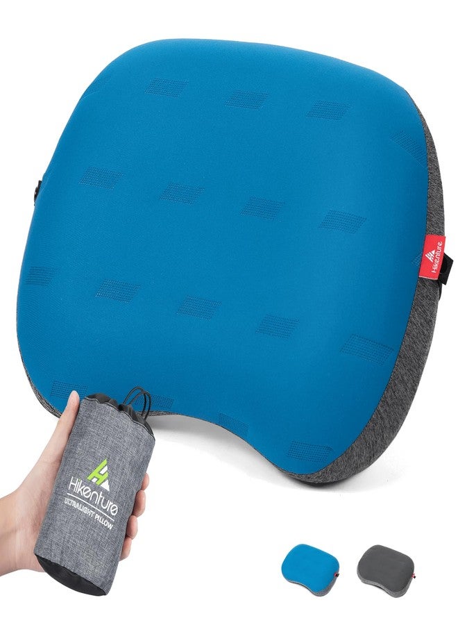 Hikenture Camping Pillow Ultralight, Inflatable Pillows with Removable Cover, Compact Portable Backpacking Pillow, Ergonomic Blow Up Camp Pillows, Washable Air Pillow for Hiking, Beach (Blue) - Image 1