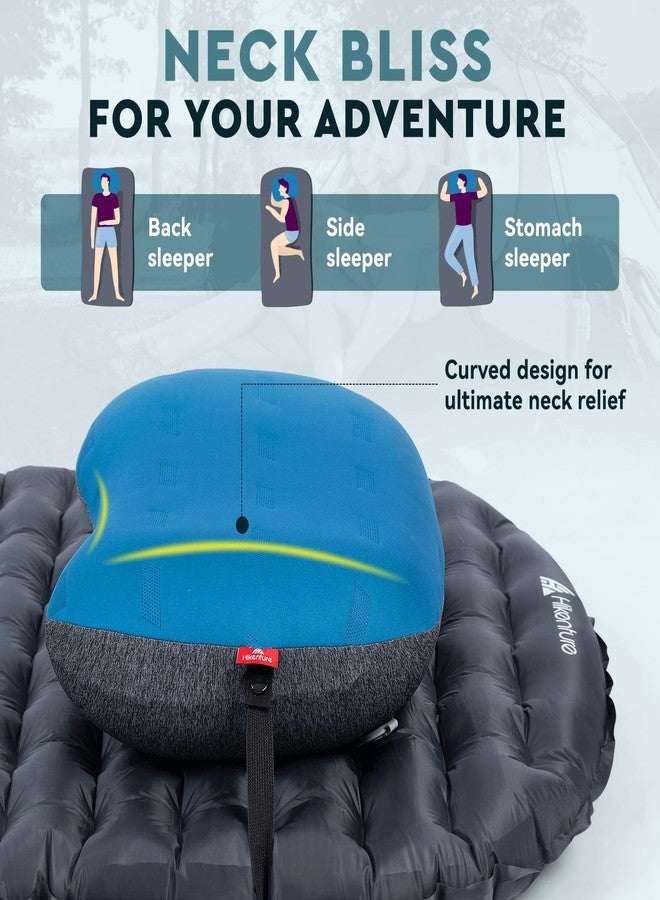 Hikenture Camping Pillow Ultralight, Inflatable Pillows with Removable Cover, Compact Portable Backpacking Pillow, Ergonomic Blow Up Camp Pillows, Washable Air Pillow for Hiking, Beach (Blue) - Image 3
