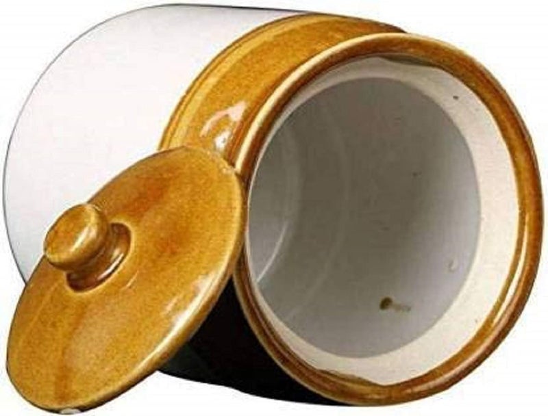 Mkd2 Rise Clay Used Pottery Hand Painted Ceramic Pickle Jars 2kg, (Cream, Set of 2 pcs) Cornichon Storage Jar for Spices, Masala, Achar, Pickles - Image 5