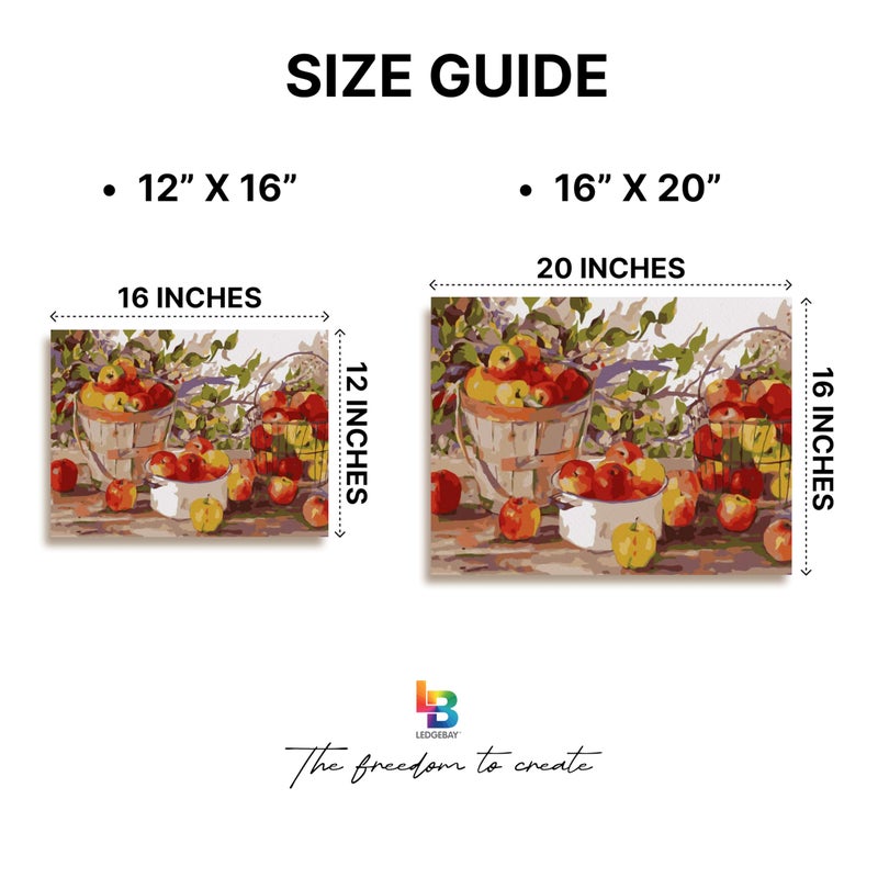 Ledgebay DIY Paint by Numbers Kit for Adults Framed Canvas Beginner to Advanced Paint by Numbers Kit, Kits Include Acrylic Paint Set, Brushes & Tabletop Easel (Apple Harvest 12" x 16" Framed) - Image 5
