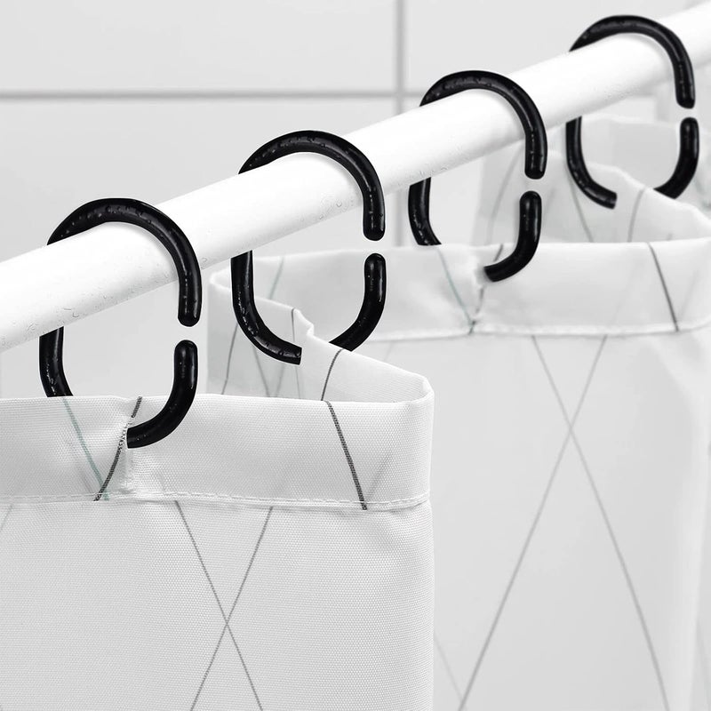 Qulable 24 pcs Shower Curtain Rings Plastic Shower Curtain Hooks C-Shaped Rings Hook Hanger Bath Drape Loop Clip Glide Bathroom Shower Window Rod (Black) - Image 4