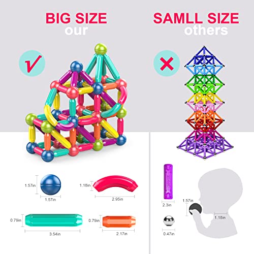 Ferthor Fun Magnetic Balls and Rods SetMagnetic Building Blocks Montessori Magnet Toys for Toddlers KidsPreschool Educational Learning STEM Sensory Toys Montessori Kids Christmas Gift42Pcs Starter Set - Image 5