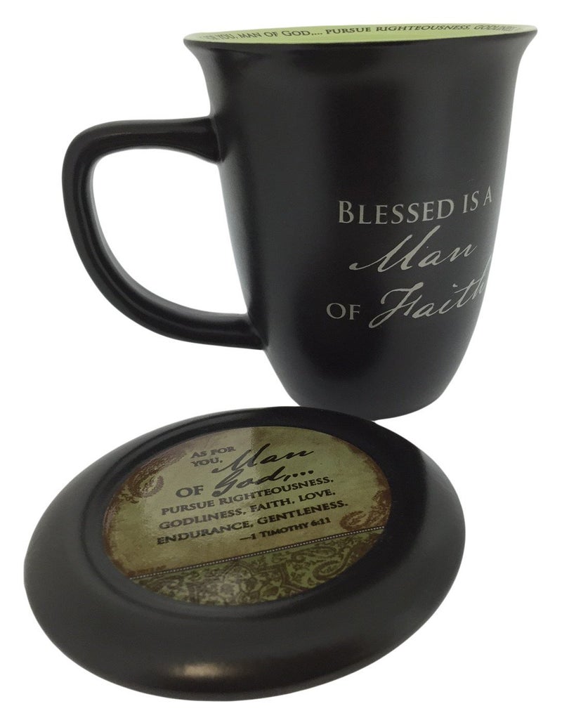 Abbey + CA Gift Man of Faith Ceramic Mug and Coaster Set of 1  Birthday  Christmas  and Father's Day Gift for Christian Men  14 Ounce  by Abbey Gift - Image 1