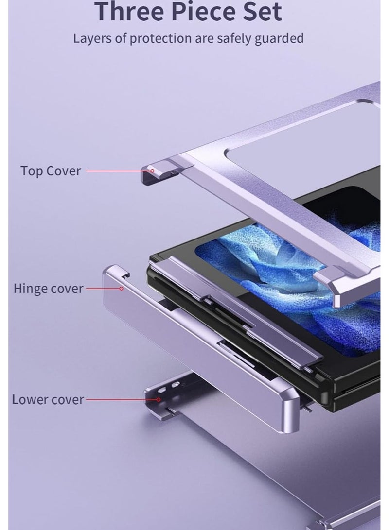 عام جراب متوافق مع جراب هاتف سامسونج جالاكسي زد فليب 6 ، مفصلات فاخرة بلون خالص مطلية بالكهرباء شاملة كليا ضد السقوط ، تدابير زلزالية ومضادة للسقوط - Image 3