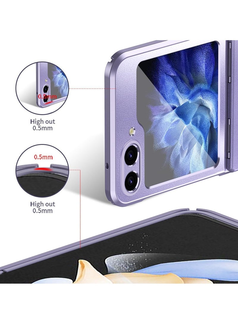 عام جراب متوافق مع جراب هاتف سامسونج جالاكسي زد فليب 6 ، مفصلات فاخرة بلون خالص مطلية بالكهرباء شاملة كليا ضد السقوط ، تدابير زلزالية ومضادة للسقوط - Image 4