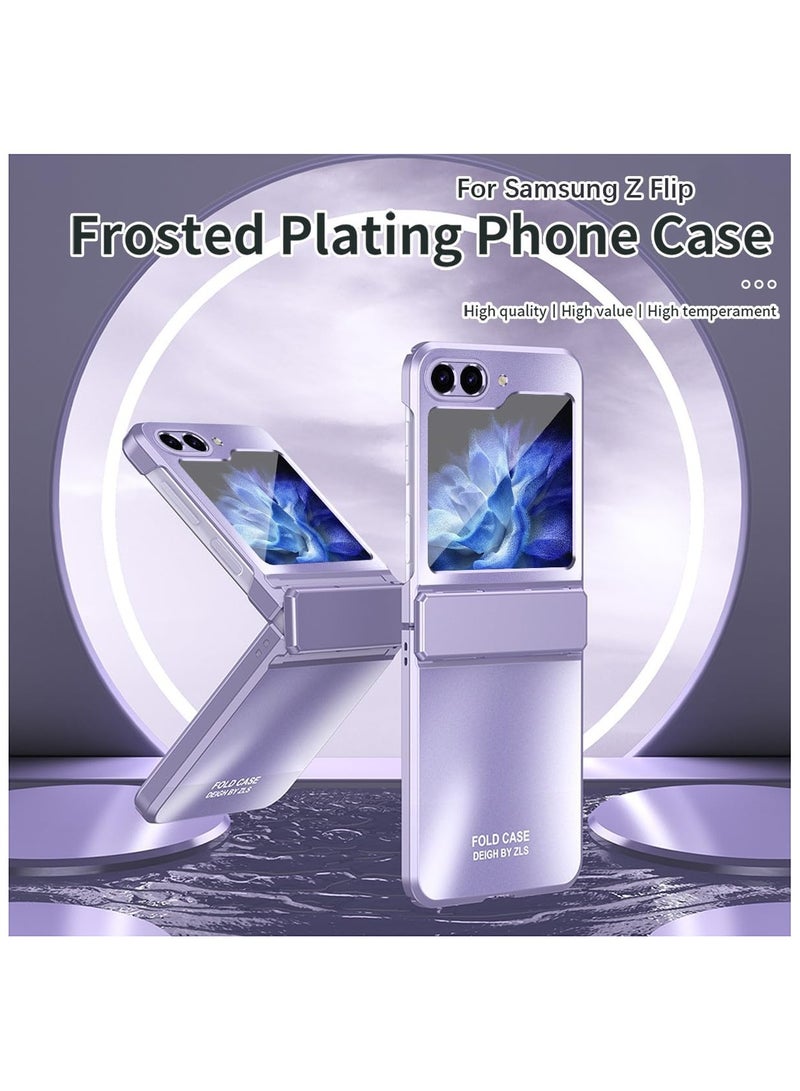 عام جراب متوافق مع جراب هاتف سامسونج جالاكسي زد فليب 6 ، مفصلات فاخرة بلون خالص مطلية بالكهرباء شاملة كليا ضد السقوط ، تدابير زلزالية ومضادة للسقوط - Image 2