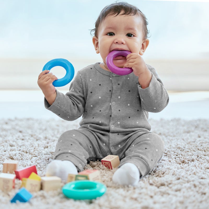 Babies Basic Ribbed Cotton Set with Sleepsuit/Romper, Cap and Bib - Image 2